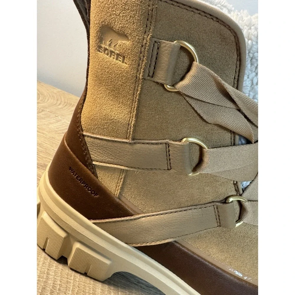 SOREL Tivoli V Resort Waterproof Women's Boots Velvet Tan 10.5 Chunky Heel Fur
